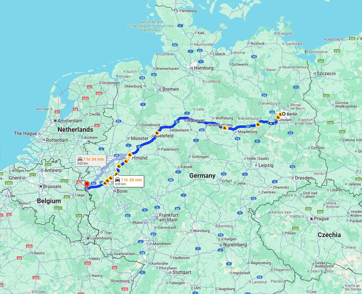 Anreise von Berlin Zu Aachen Über via A2