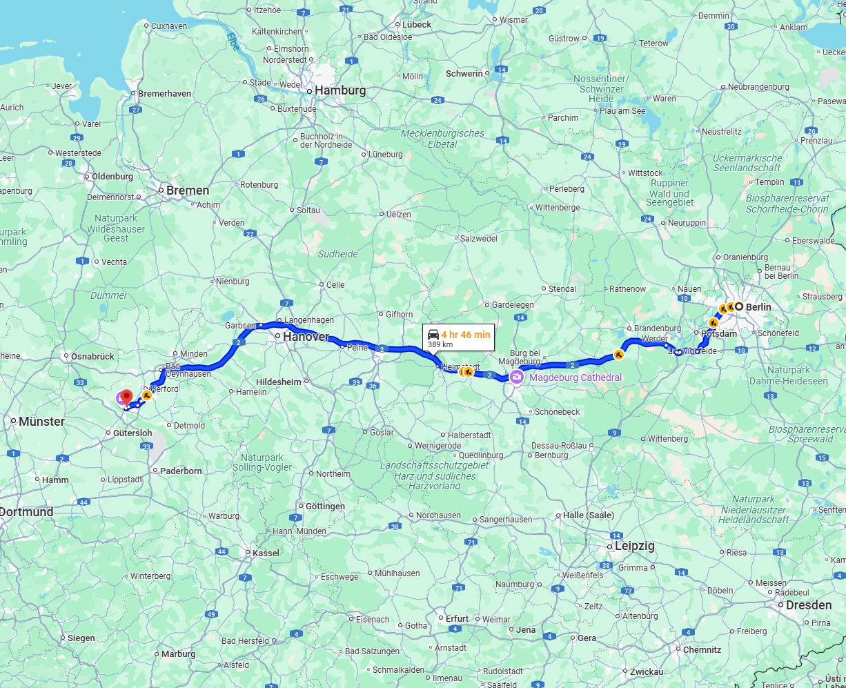 Anreise von Berlin Zu Bielefeld Über via A2