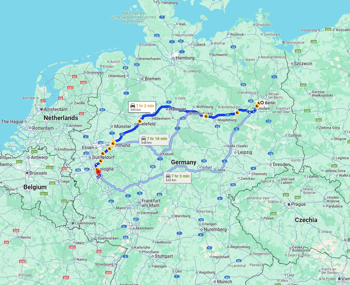 Anreise von Berlin Zu Bonn Über via A2