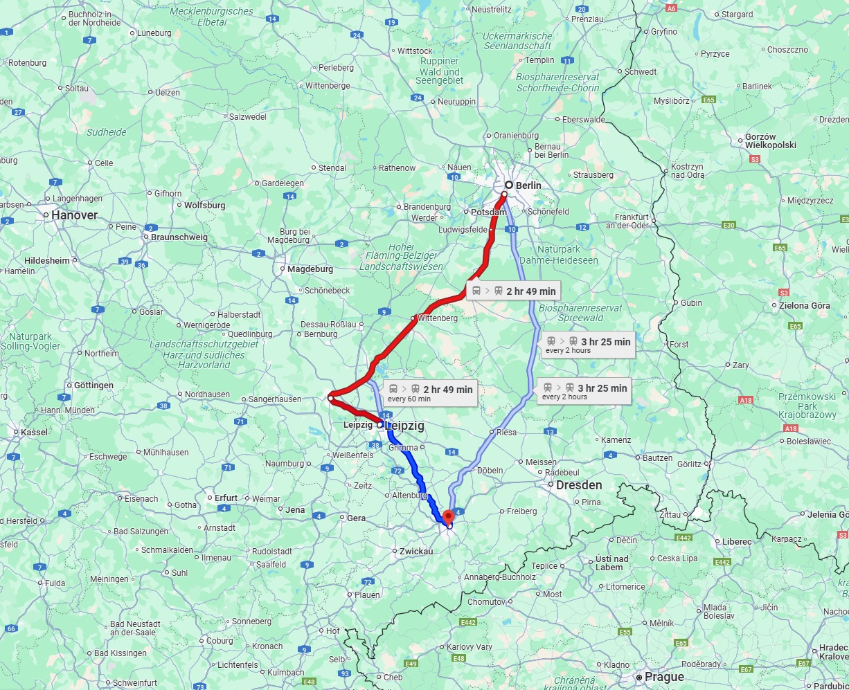 Anreise von Berlin Zu Chemnitz Über 