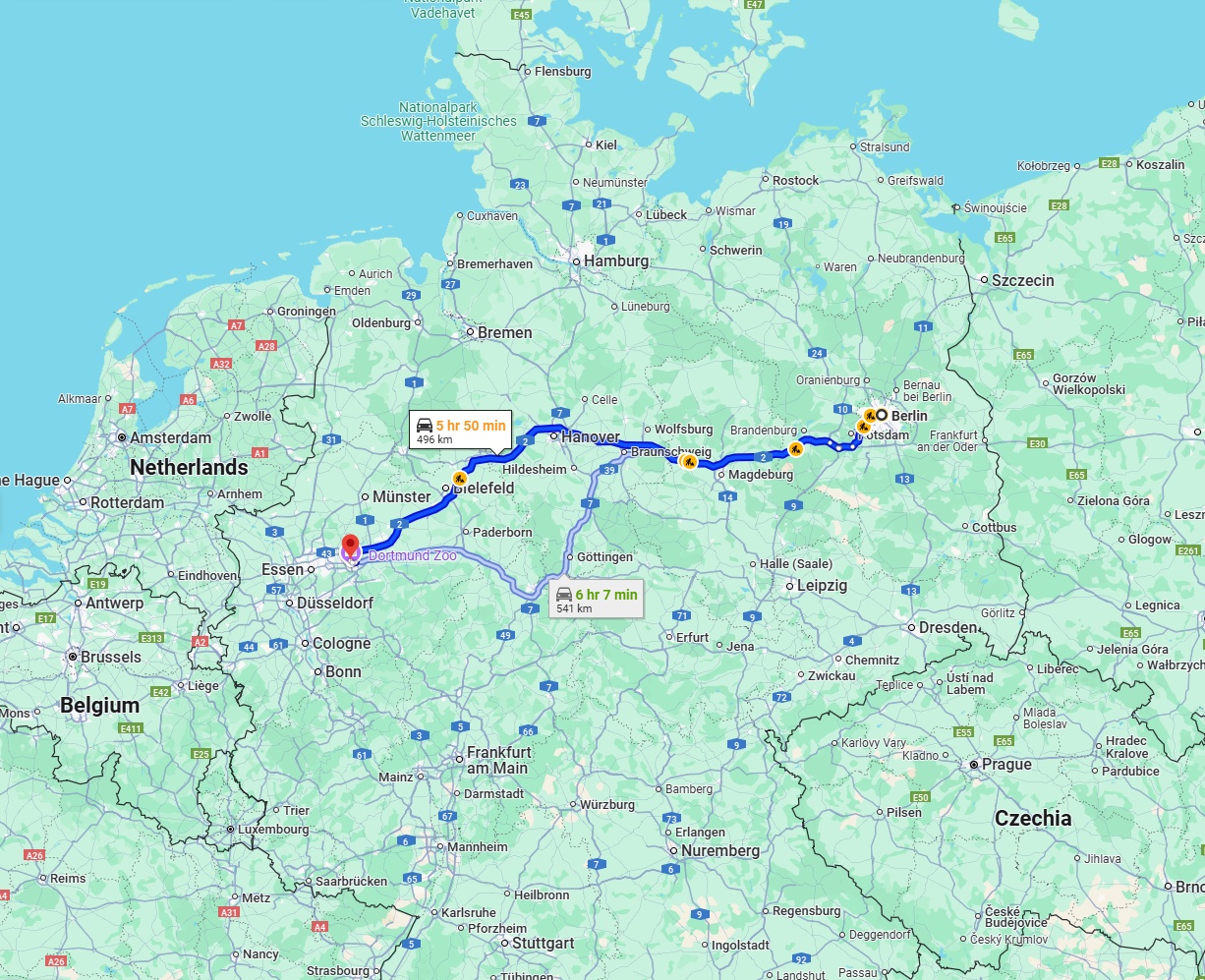 Anreise von Berlin Zu Dortmund Über via A2
