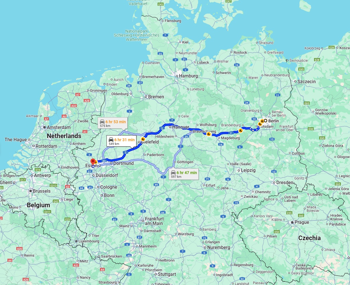 Anreise von Berlin Zu Duisburg Über via A2
