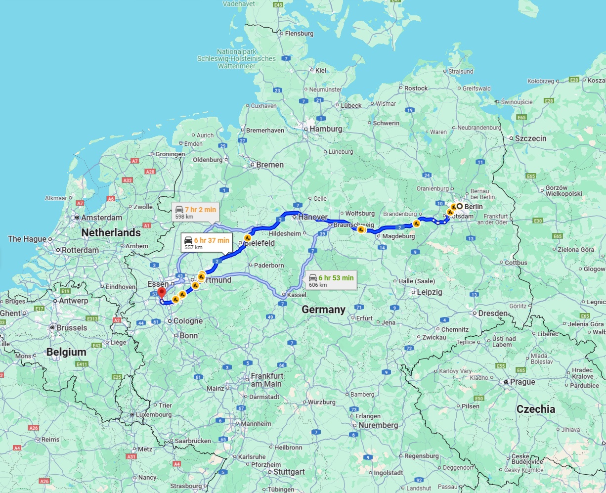 Anreise von Berlin Zu Düsseldorf Über via A2