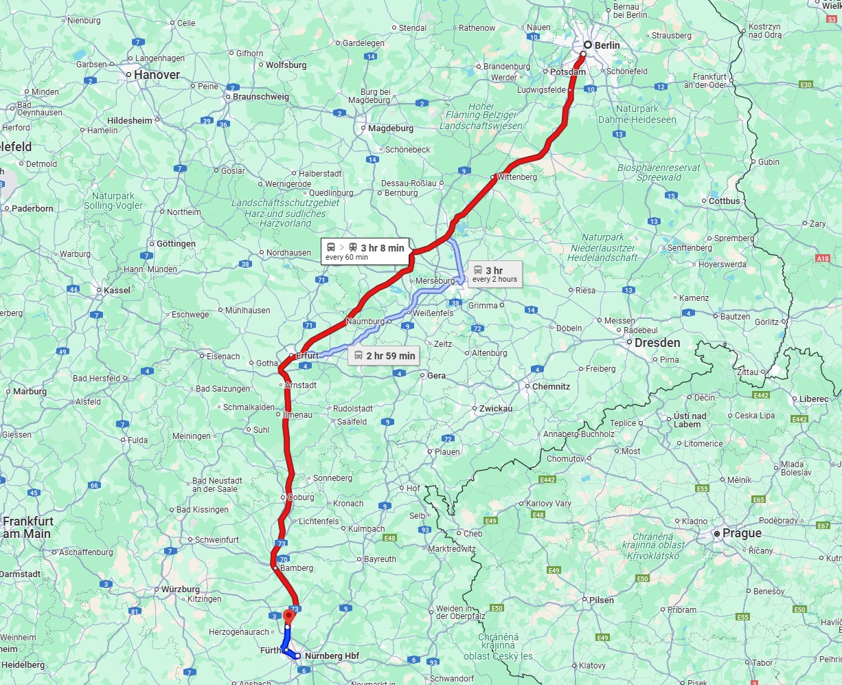 Anreise von Berlin Zu Erlangen Über 