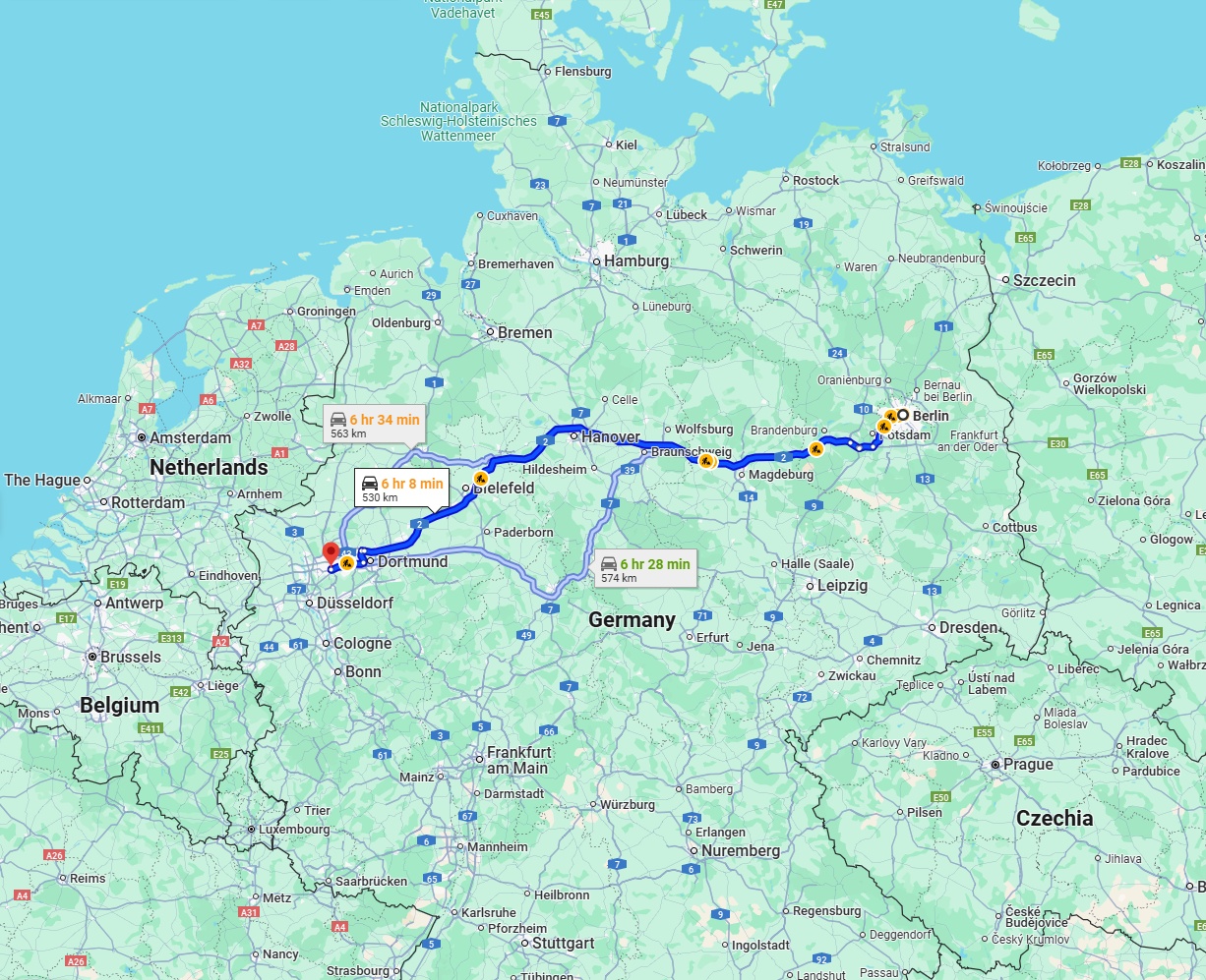 Anreise von Berlin Zu Essen Über via A2