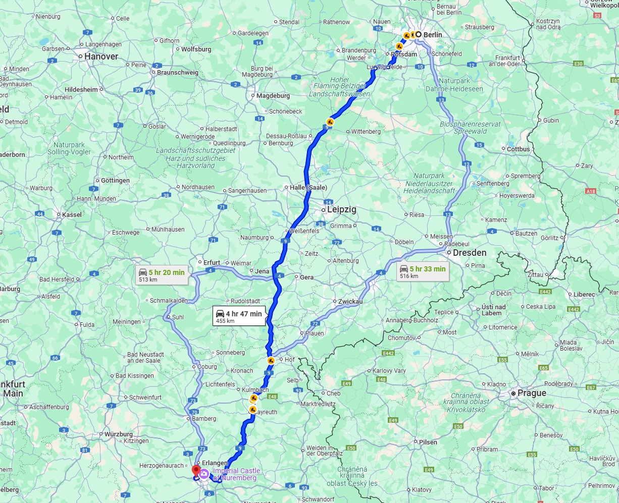 Anreise von Berlin Zu Fürth Über via A9