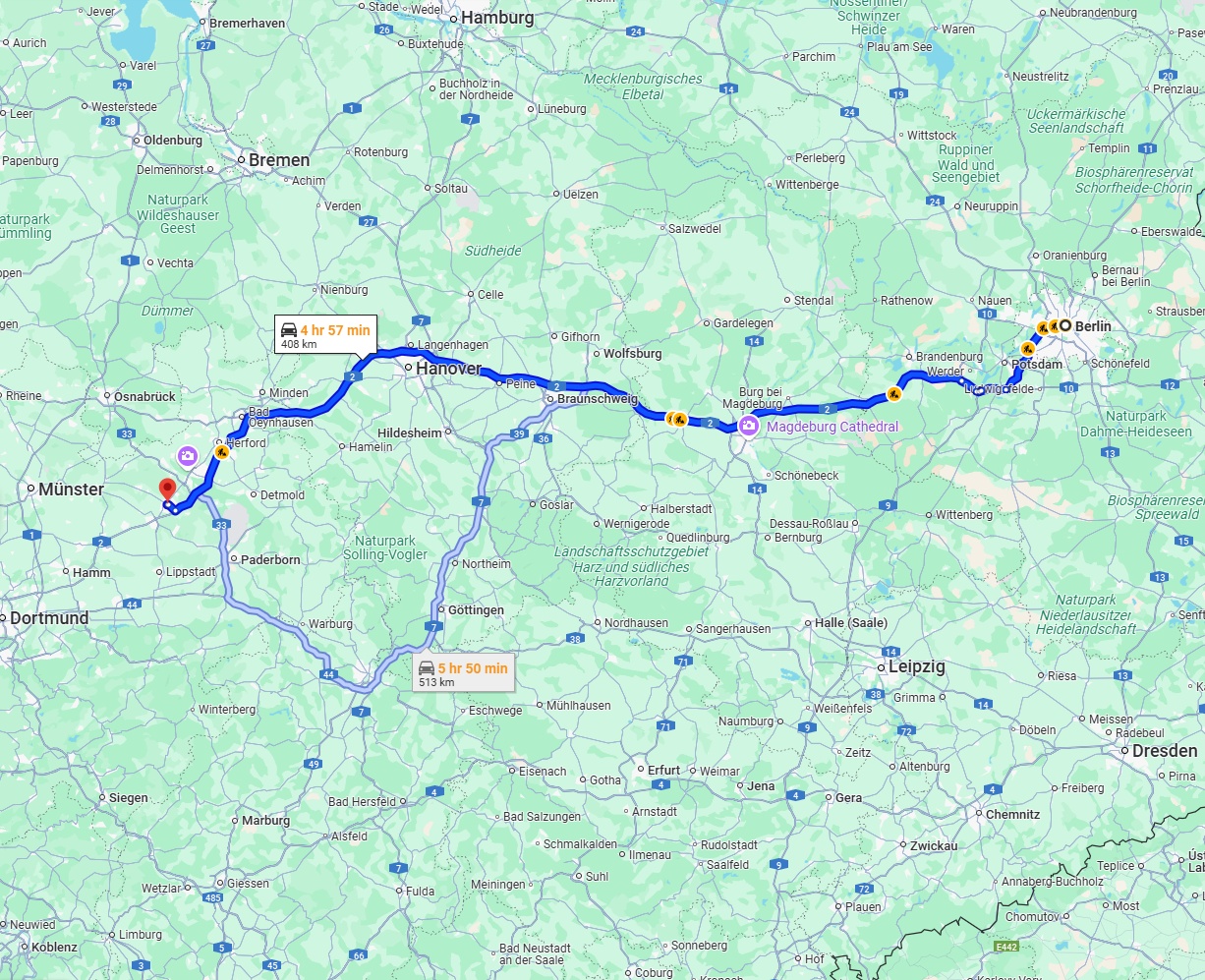 Anreise von Berlin Zu Gütersloh Über via A2