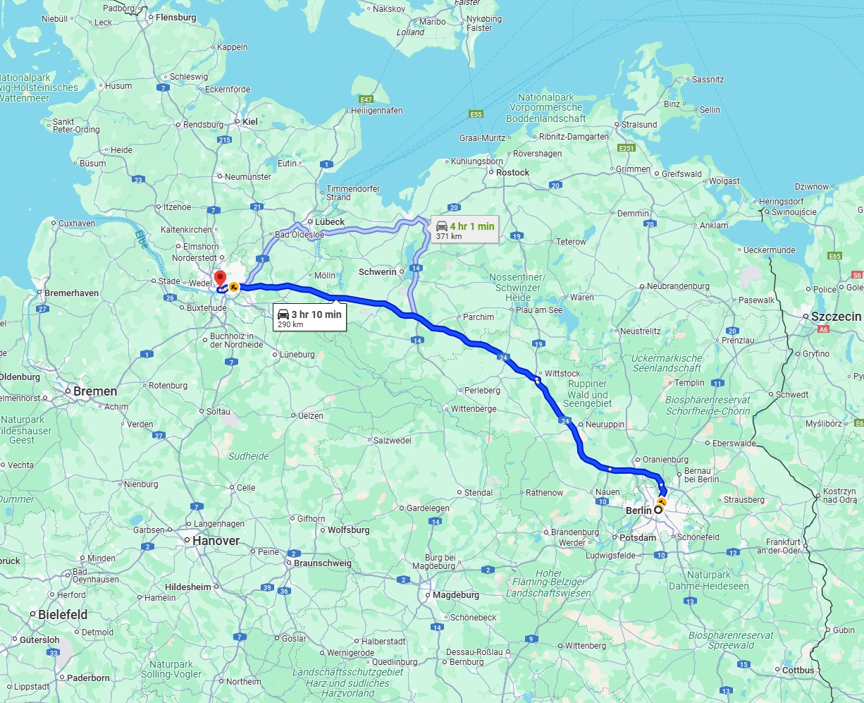 Anreise von Berlin Zu Hamburg Über via A24