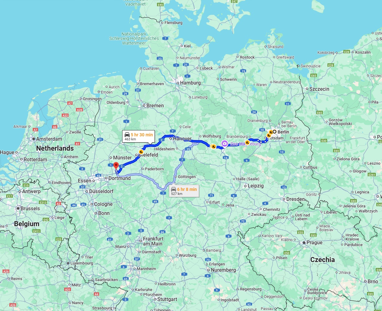 Anreise von Berlin Zu Hamm Über via A2