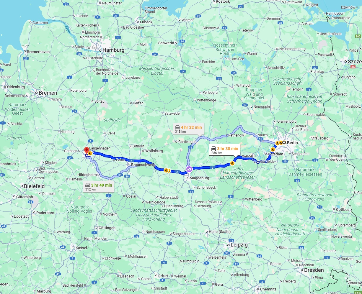 Anreise von Berlin Zu Hannover Über via A2