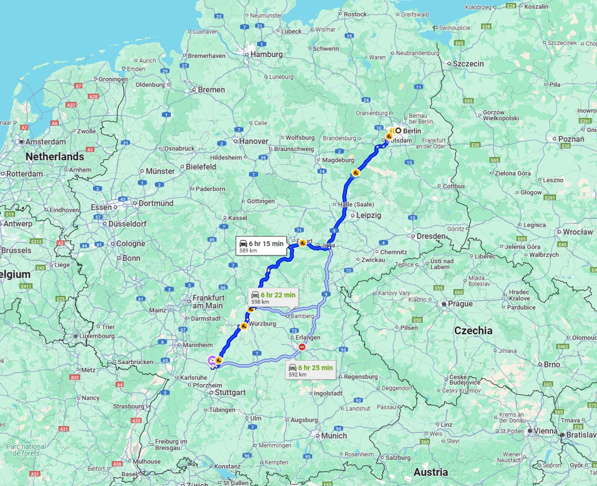 Anreise von Berlin Zu Heilbronn Über via A9