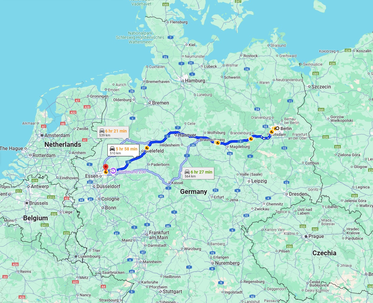 Anreise von Berlin Zu Herne Über via A2