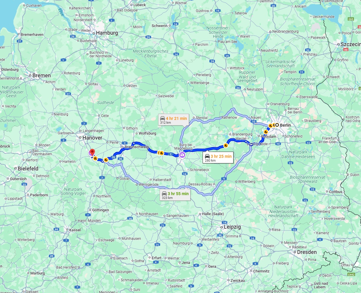Anreise von Berlin Zu Hildesheim Über via A2
