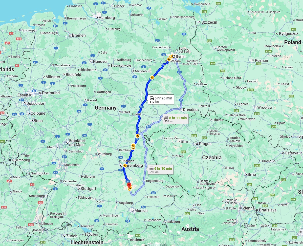 Anreise von Berlin Zu Ingolstadt Über via A9