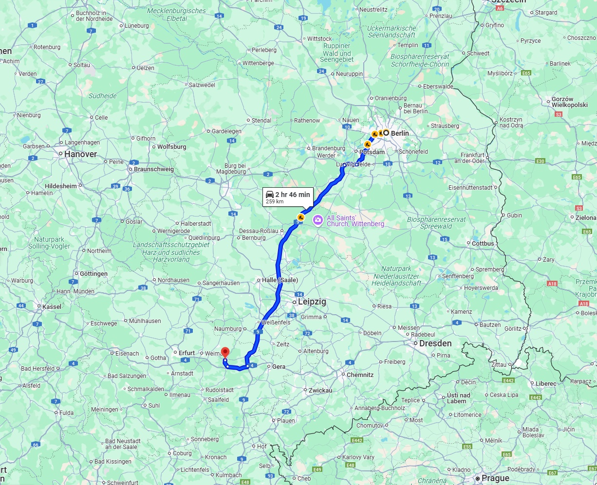 Anreise von Berlin Zu Jena Über via A9