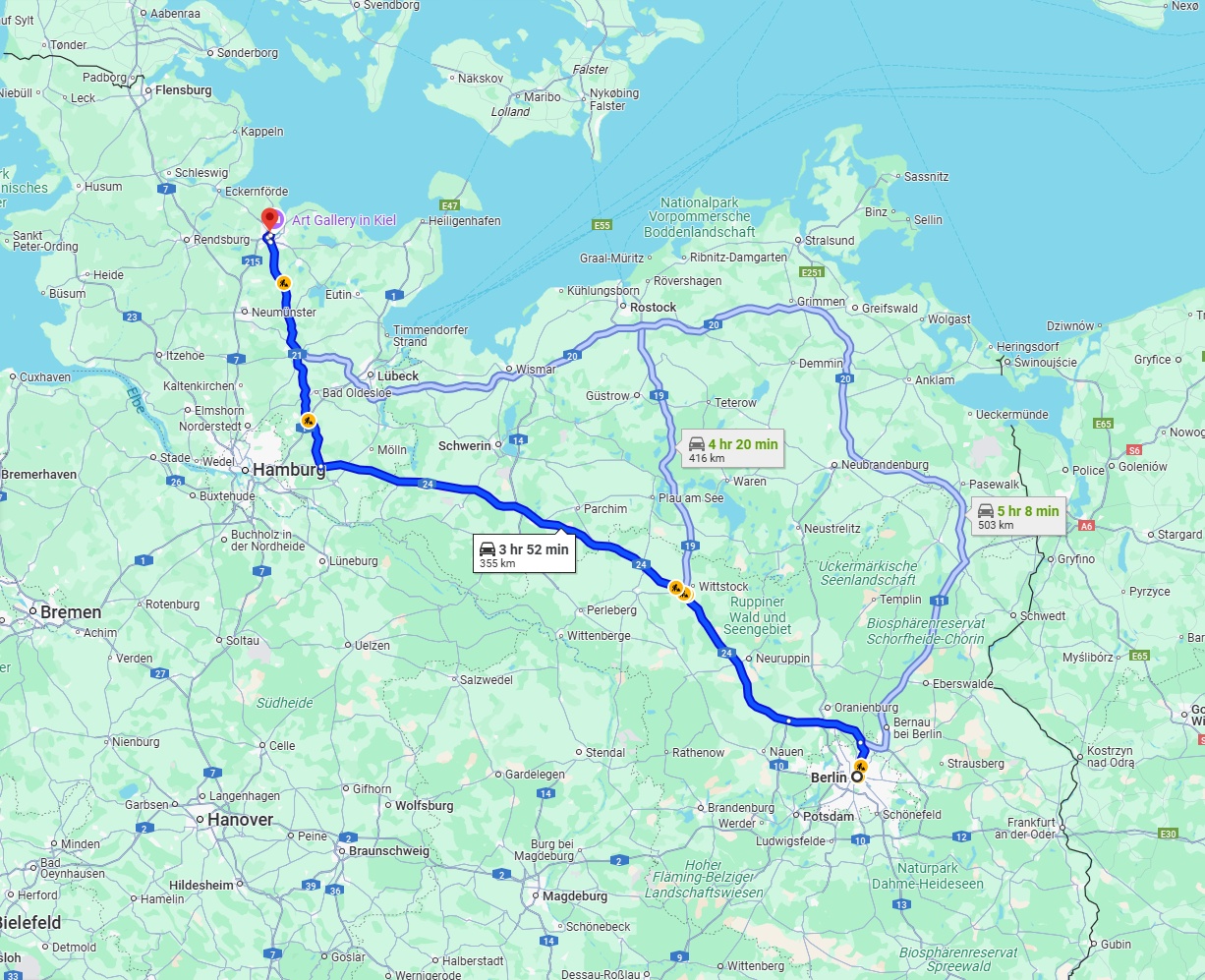 Anreise von Berlin Zu Kiel Über via A24