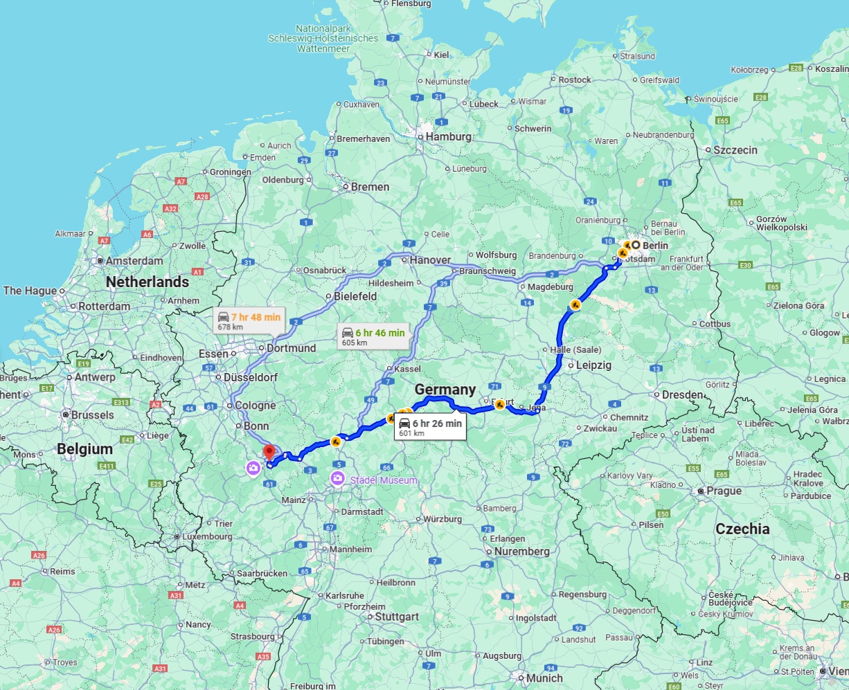 Anreise von Berlin Zu Koblenz Über via A9 and A4