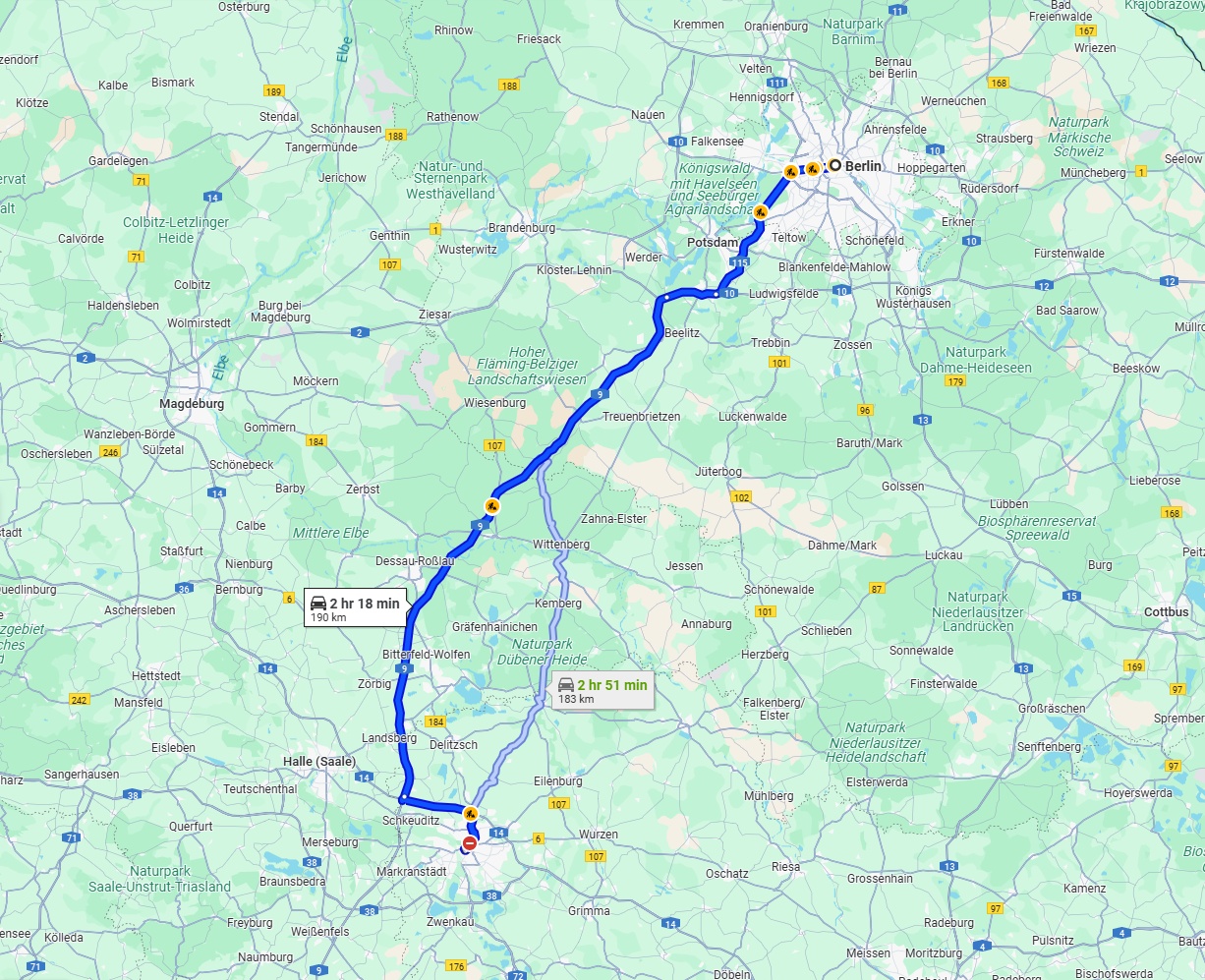 Anreise von Berlin Zu Leipzig Über via A9