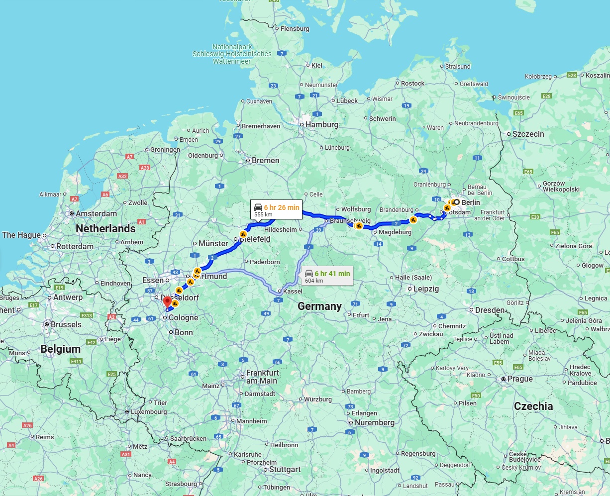 Anreise von Berlin Zu Leverkusen Über via A2