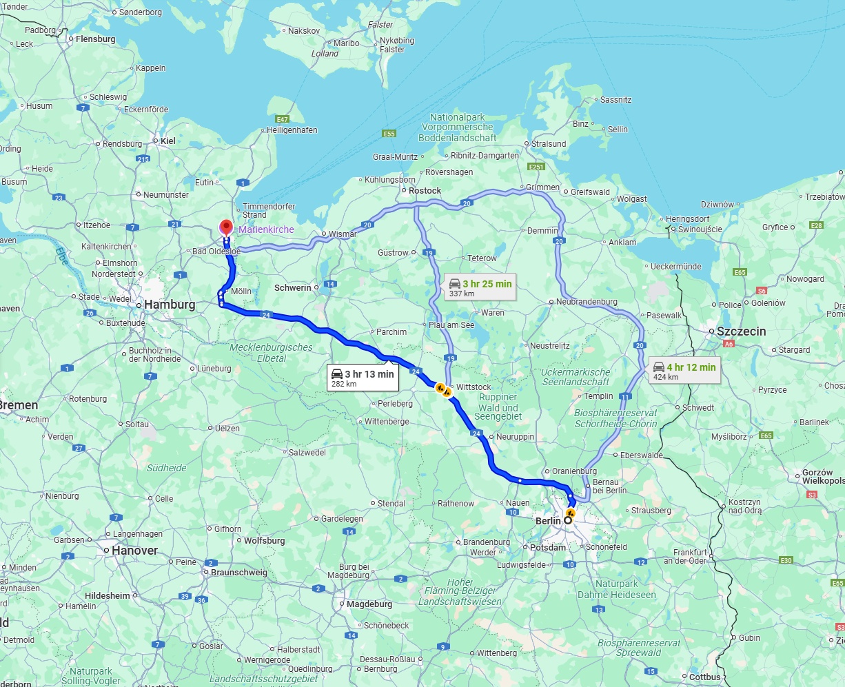 Anreise von Berlin Zu Lübeck Über via A24