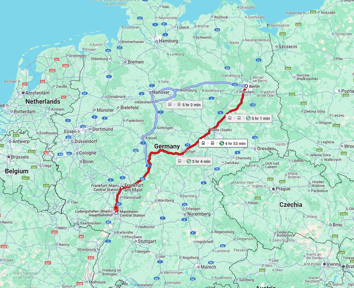 Anreise von Berlin Zu Ludwigshafen am Rhein Über 