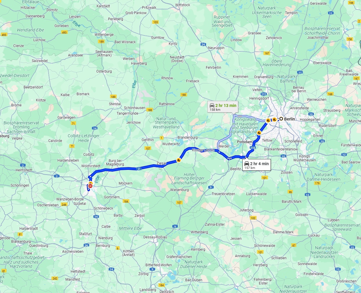 Anreise von Berlin Zu Magdeburg Über via A2
