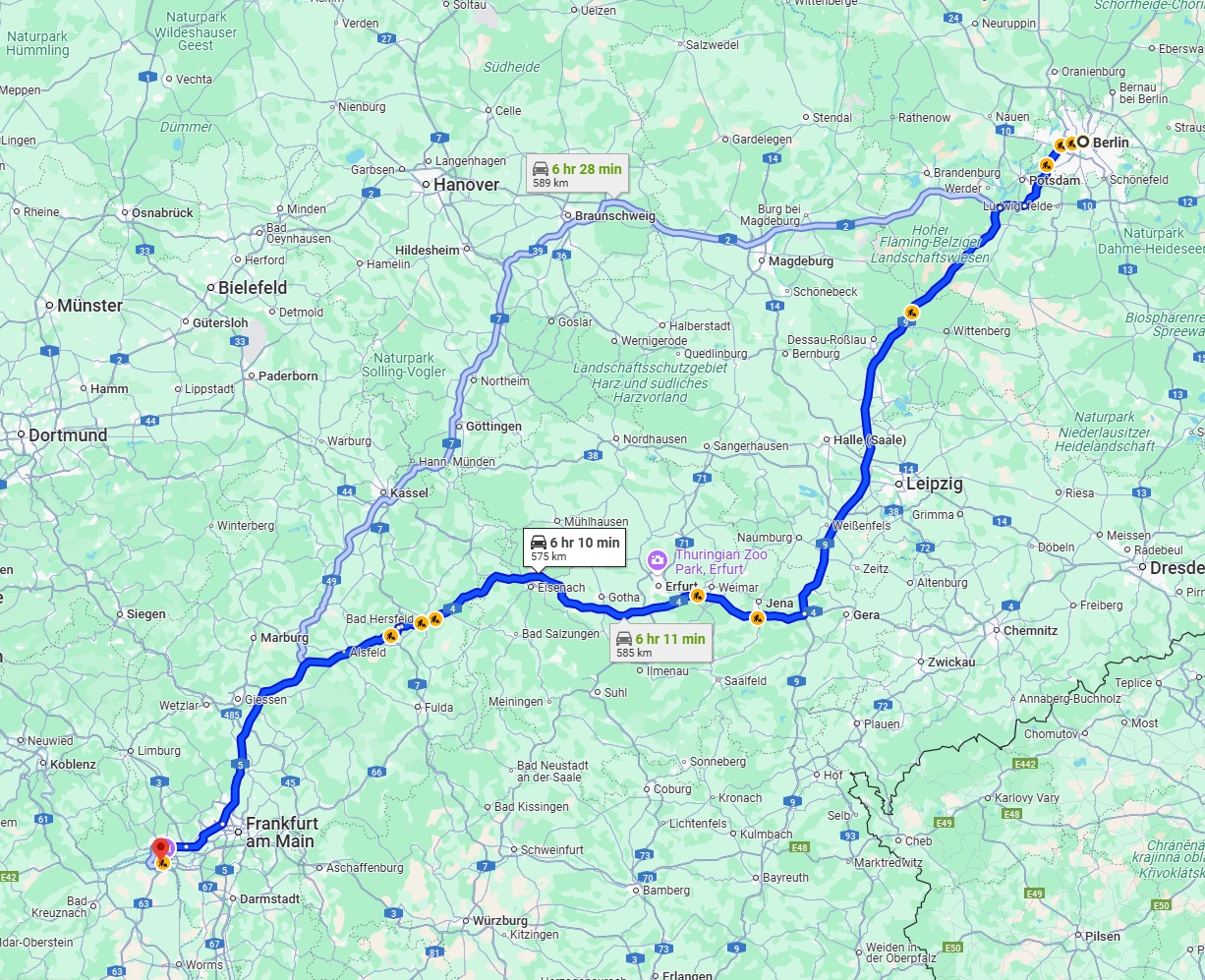 Anreise von Berlin Zu Mainz Über via A9 and A4