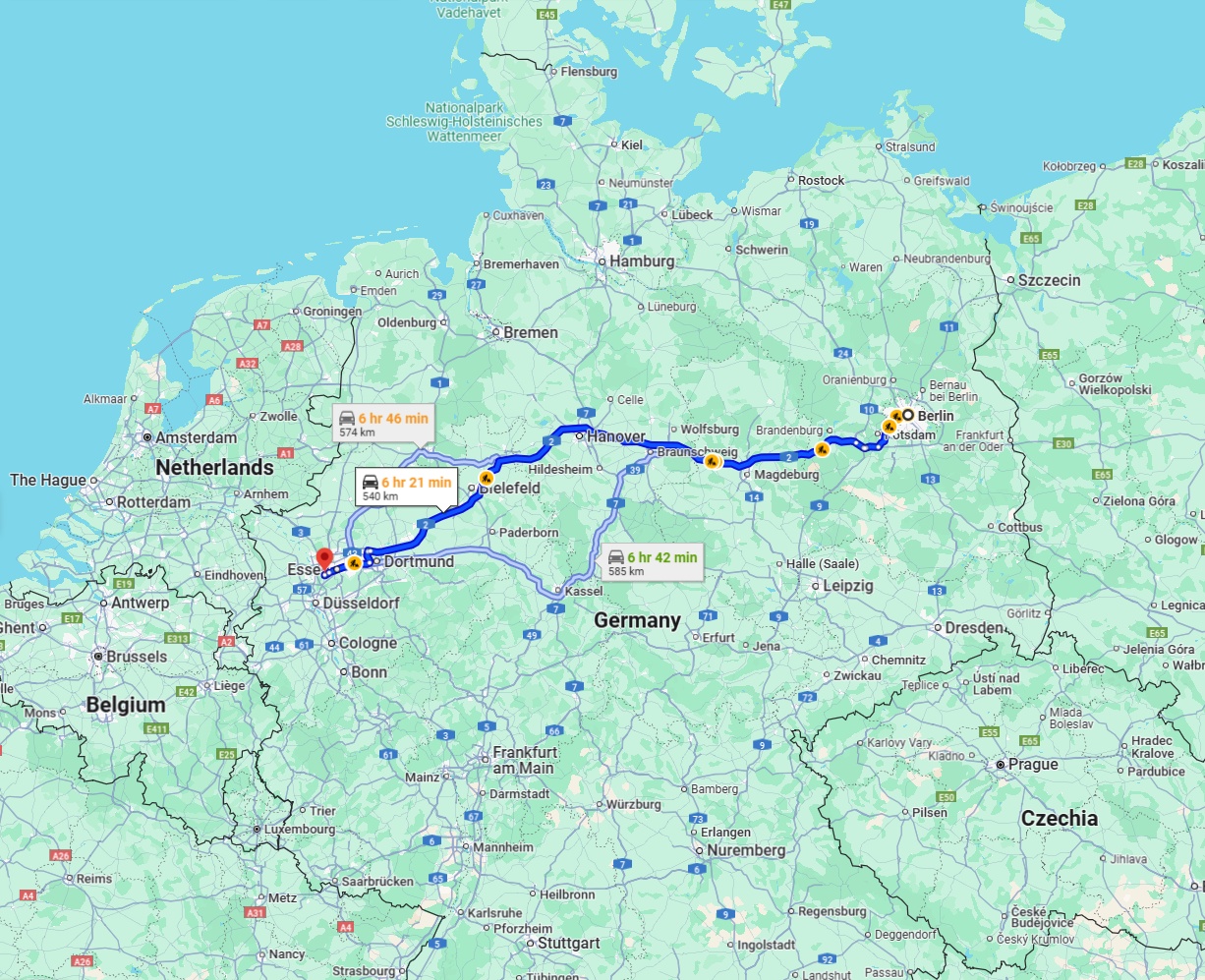 Anreise von Berlin Zu Mülheim an der Ruhr Über via A2