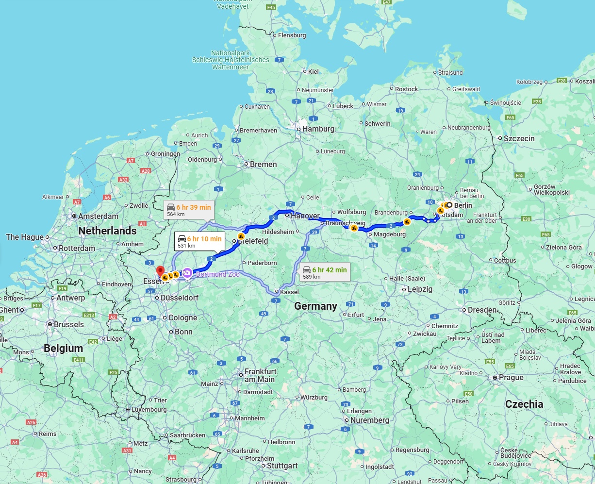 Anreise von Berlin Zu Oberhausen Über via A2