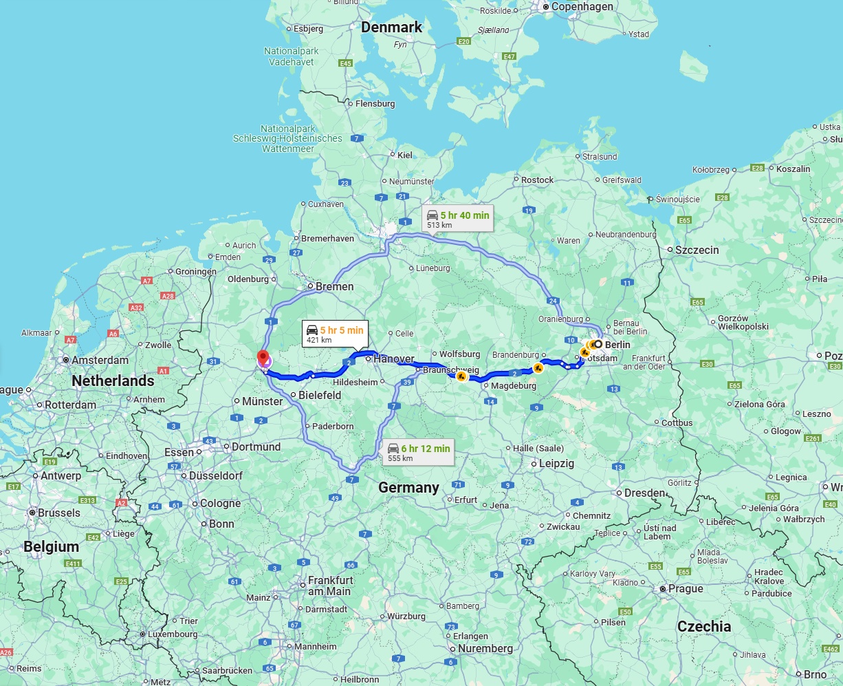 Anreise von Berlin Zu Osnabrück Über via A2
