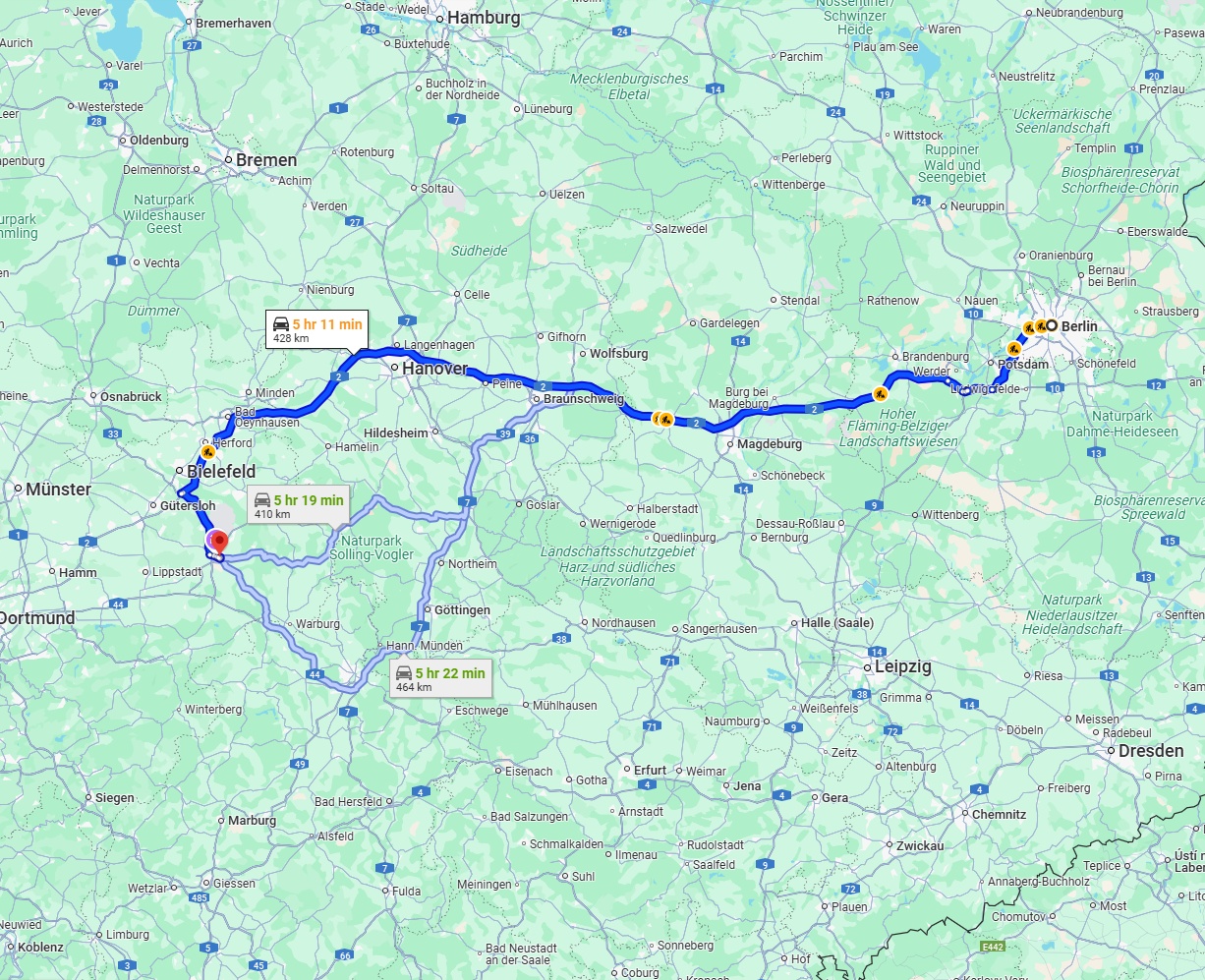 Anreise von Berlin Zu Paderborn Über via A2