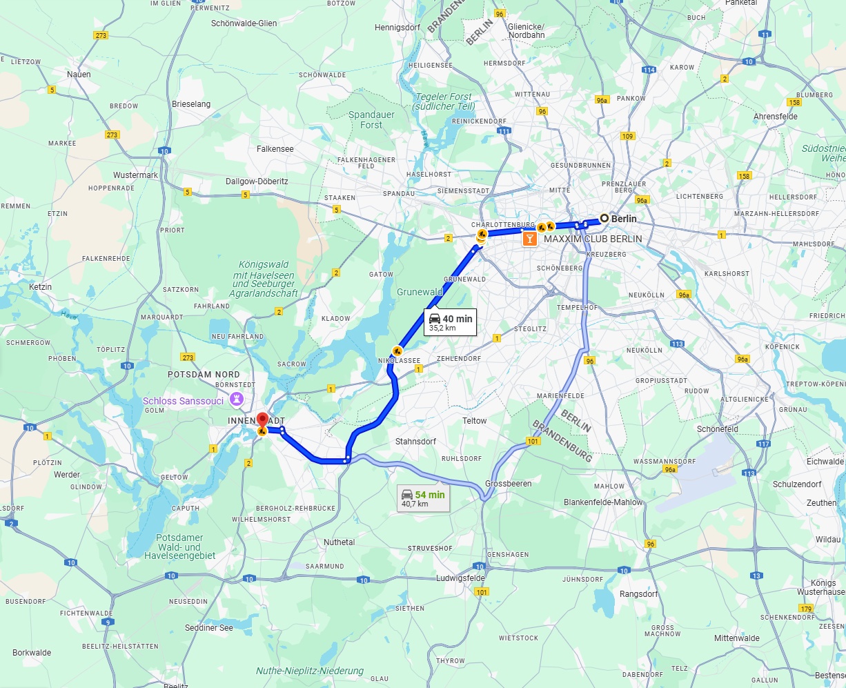 Anreise von Berlin Zu Potsdam Über via A115