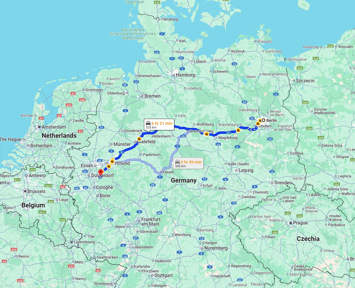 Anreise von Berlin Zu Remscheid Über via A2