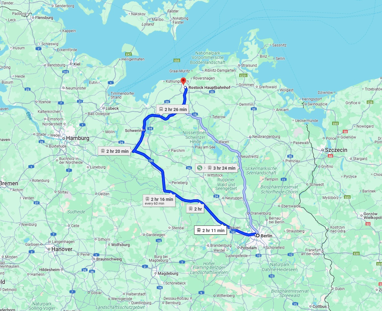 Anreise von Berlin Zu Rostock Über 