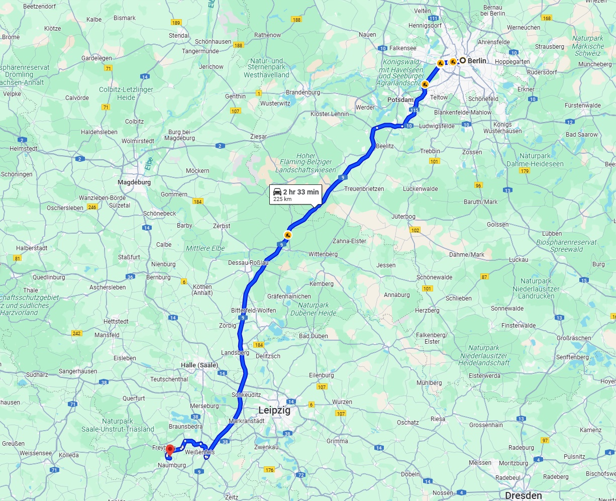 Anreise von Berlin Zu Saale Über via A9
