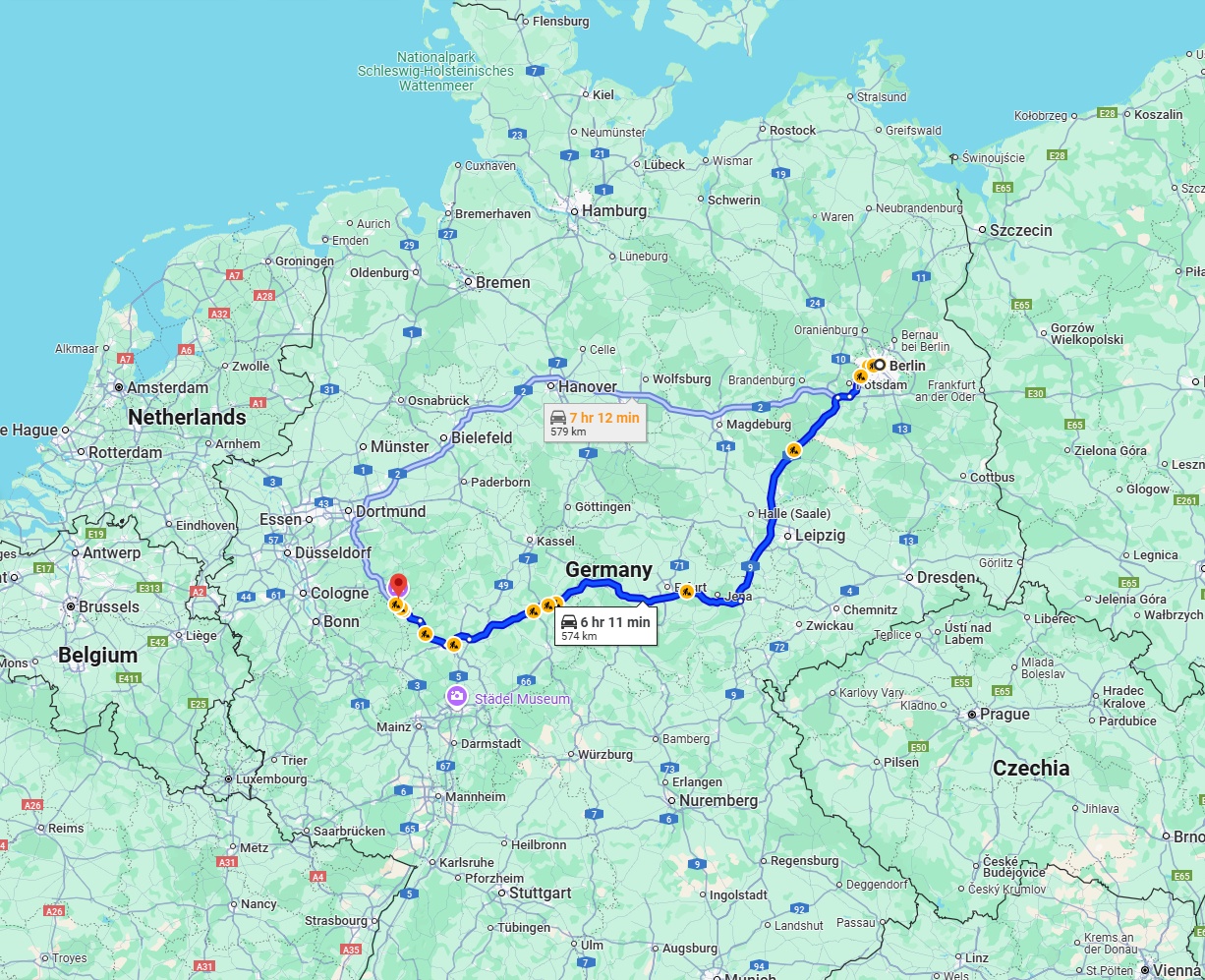 Anreise von Berlin Zu Siegen Über via A9 and A4