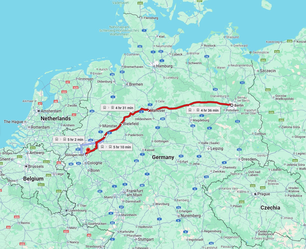 Anreise von Berlin Zu Solingen Über 