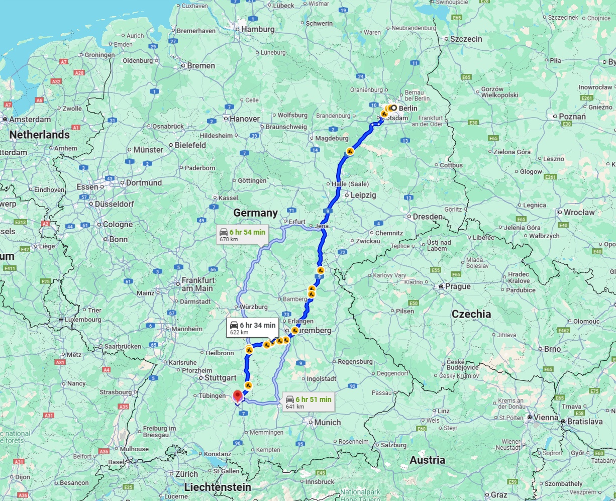 Anreise von Berlin Zu Ulm Über via A9