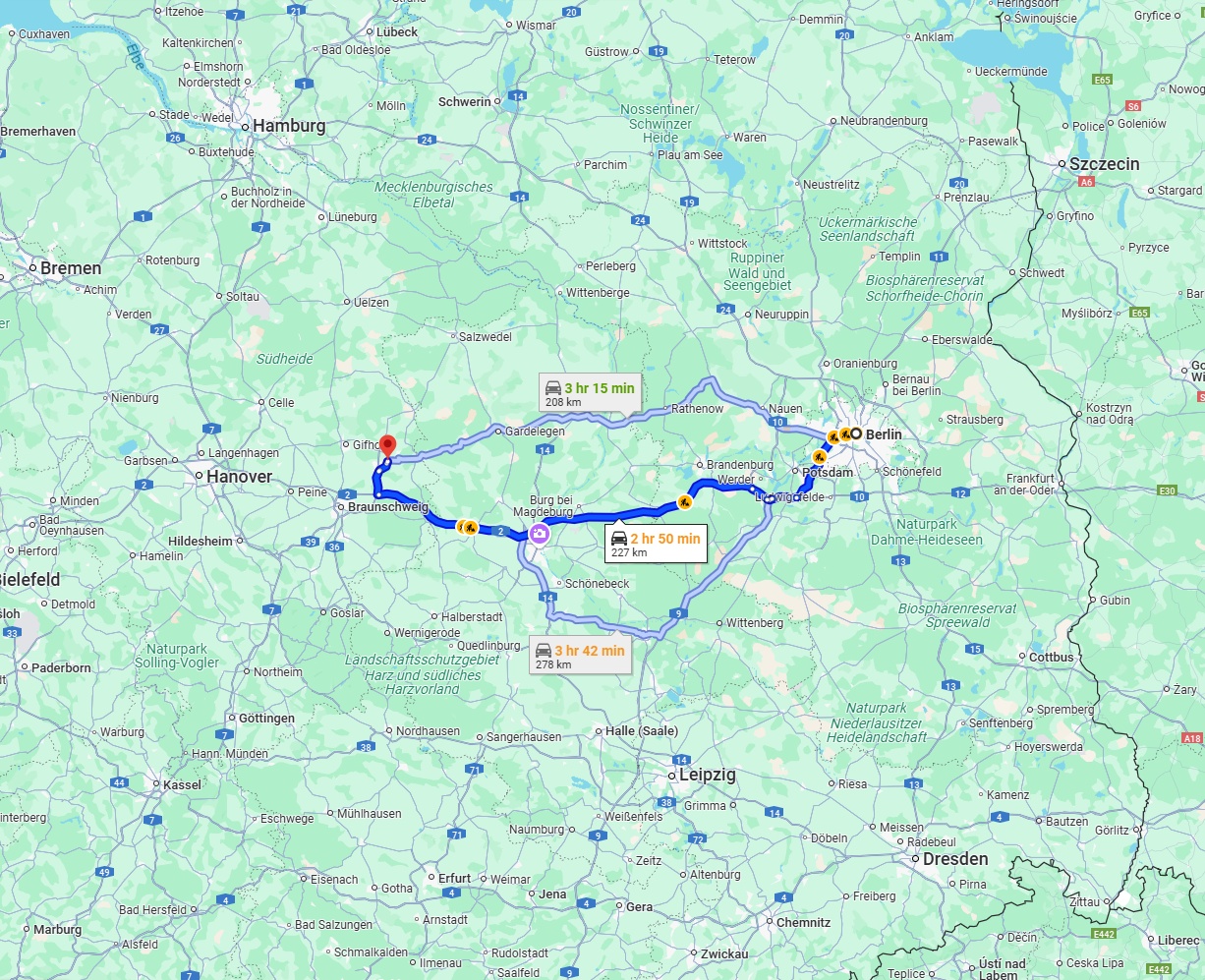 Anreise von Berlin Zu Wolfsburg Über via A2