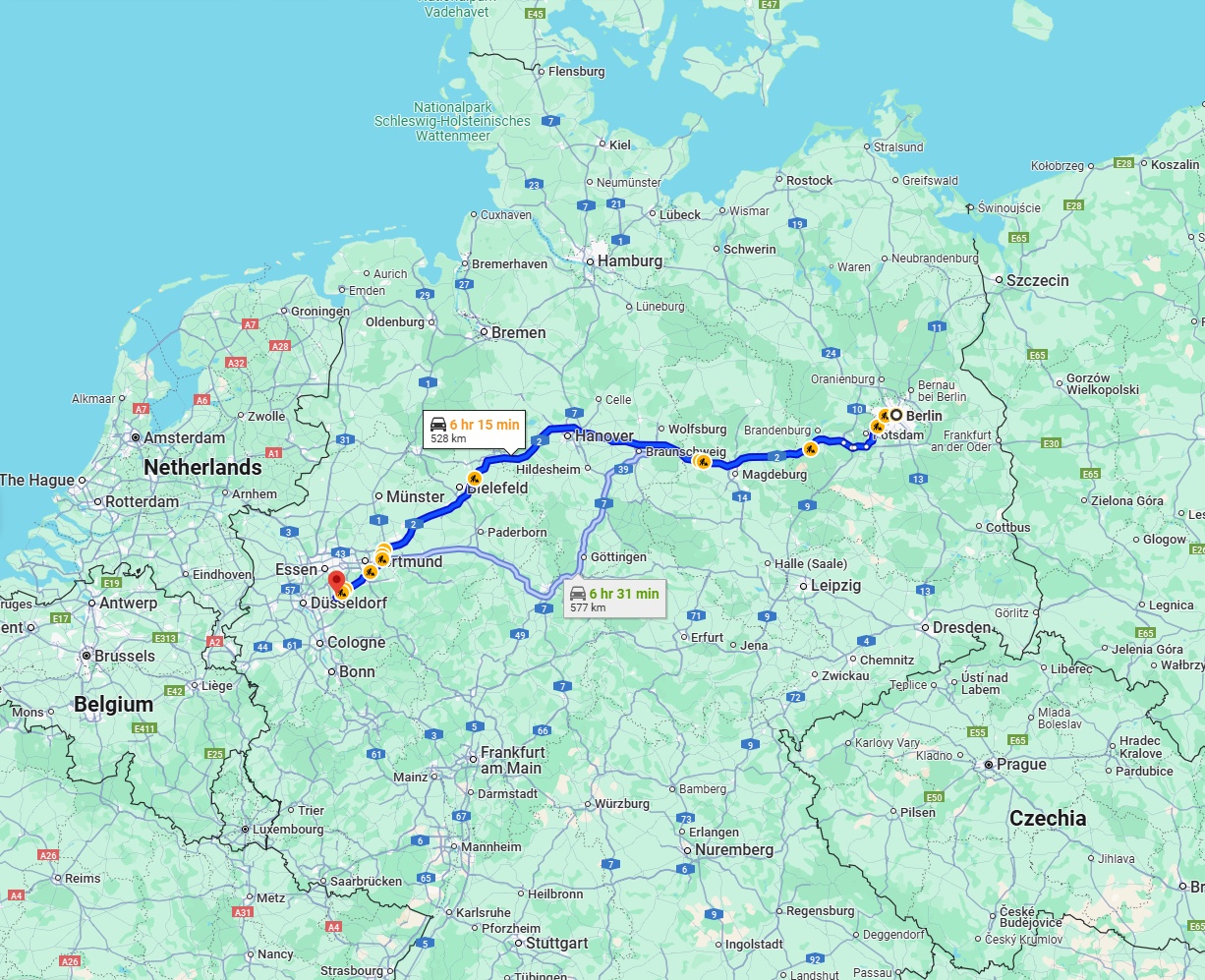 Anreise von Berlin Zu Wuppertal Über via A2
