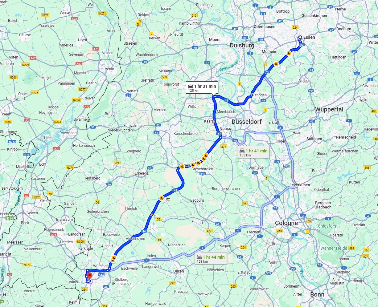 Anreise von Essen Zu Aachen Über via A44