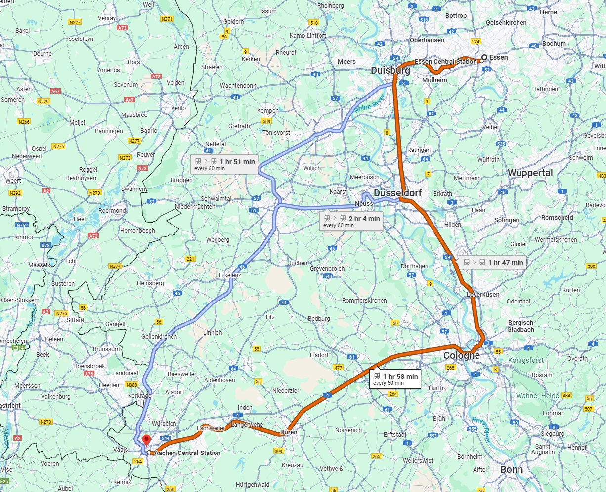 Anreise von Essen Zu Aachen Über 