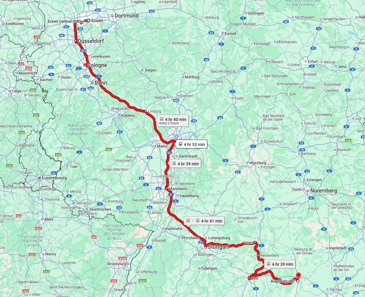 Anreise von Essen Zu Augsburg Über 