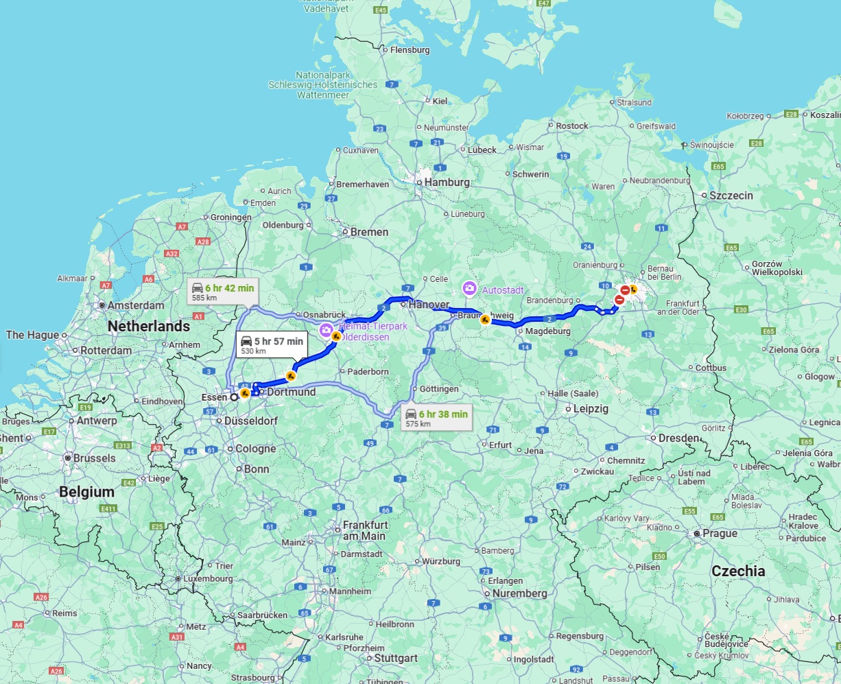 Anreise von Essen Zu Berlin Über via A2