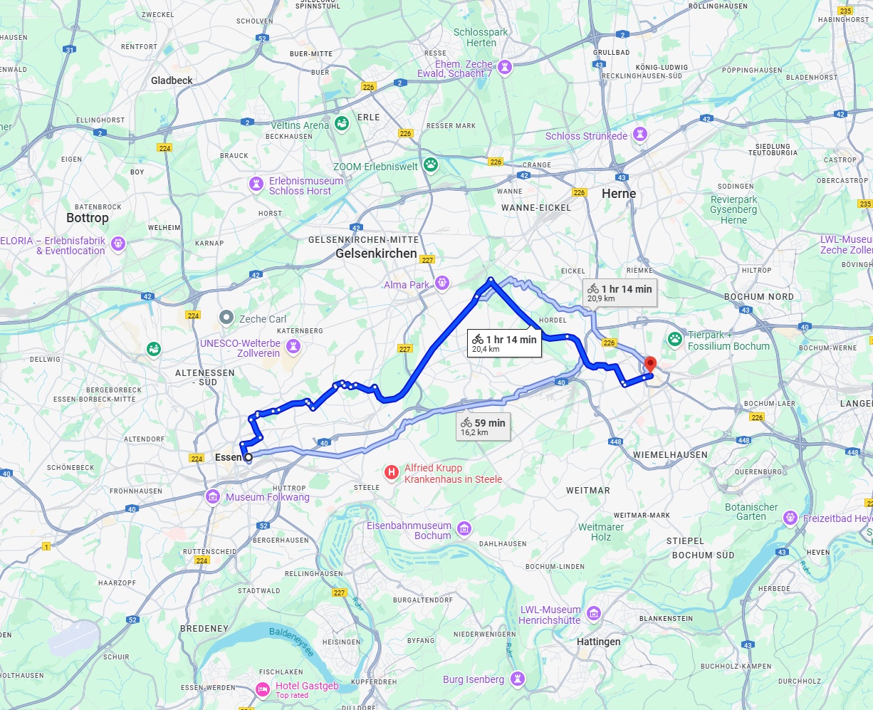 Anreise von Essen Zu Bochum Über 