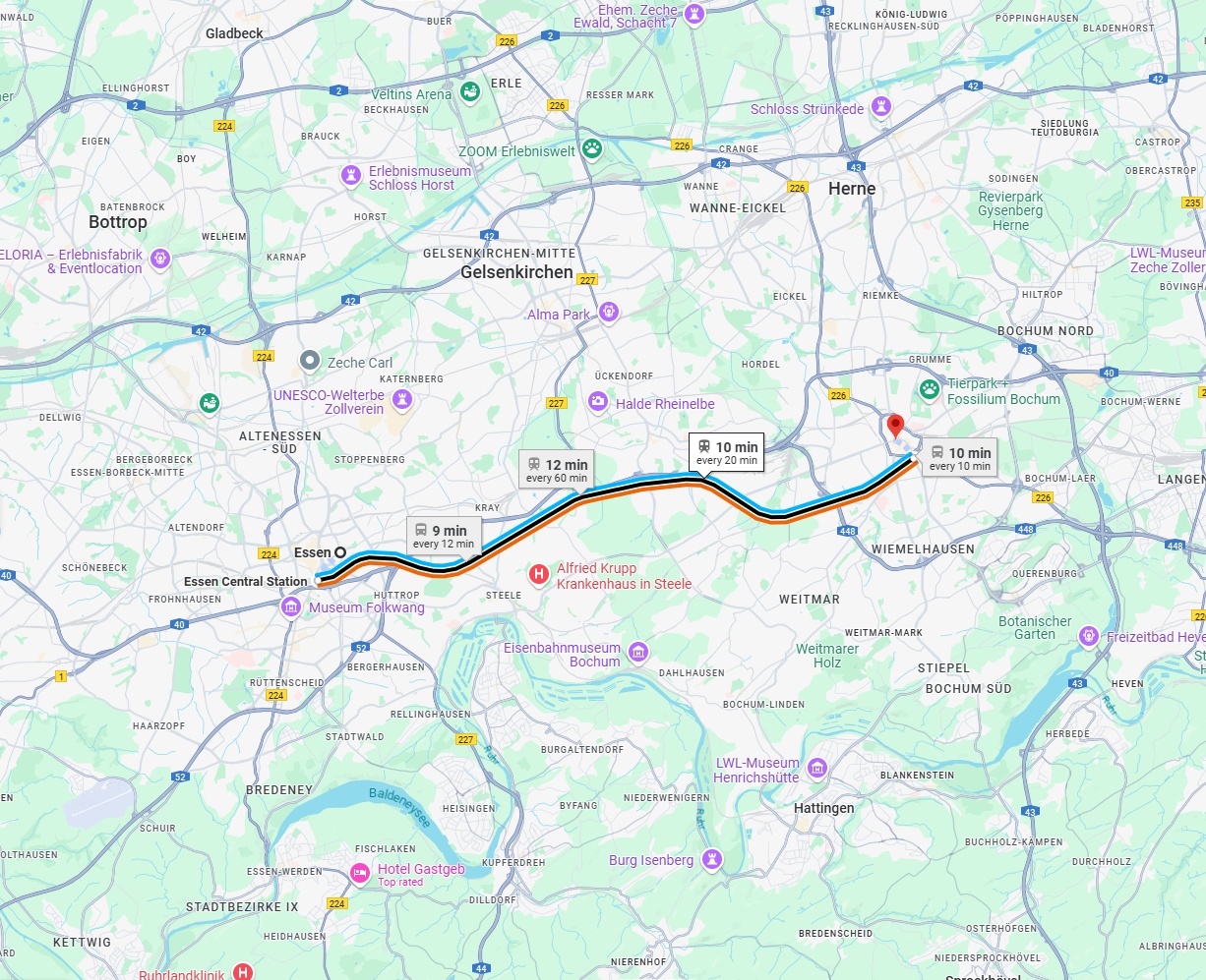 Anreise von Essen Zu Bochum Über 