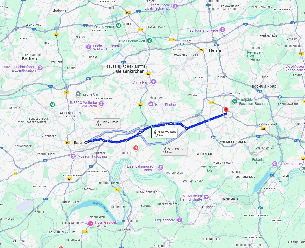 Anreise von Essen Zu Bochum Über 