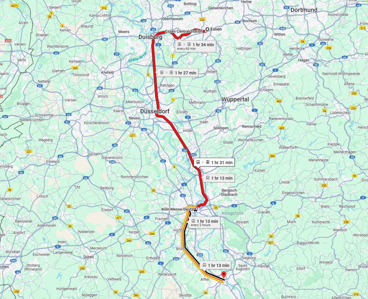 Anreise von Essen Zu Bonn Über 