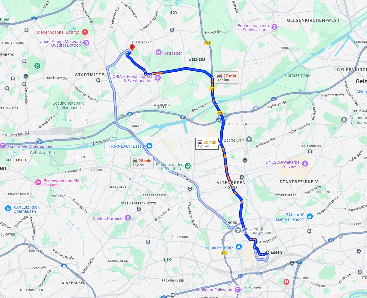 Anreise von Essen Zu Bottrop Über via Gladbecker Str.