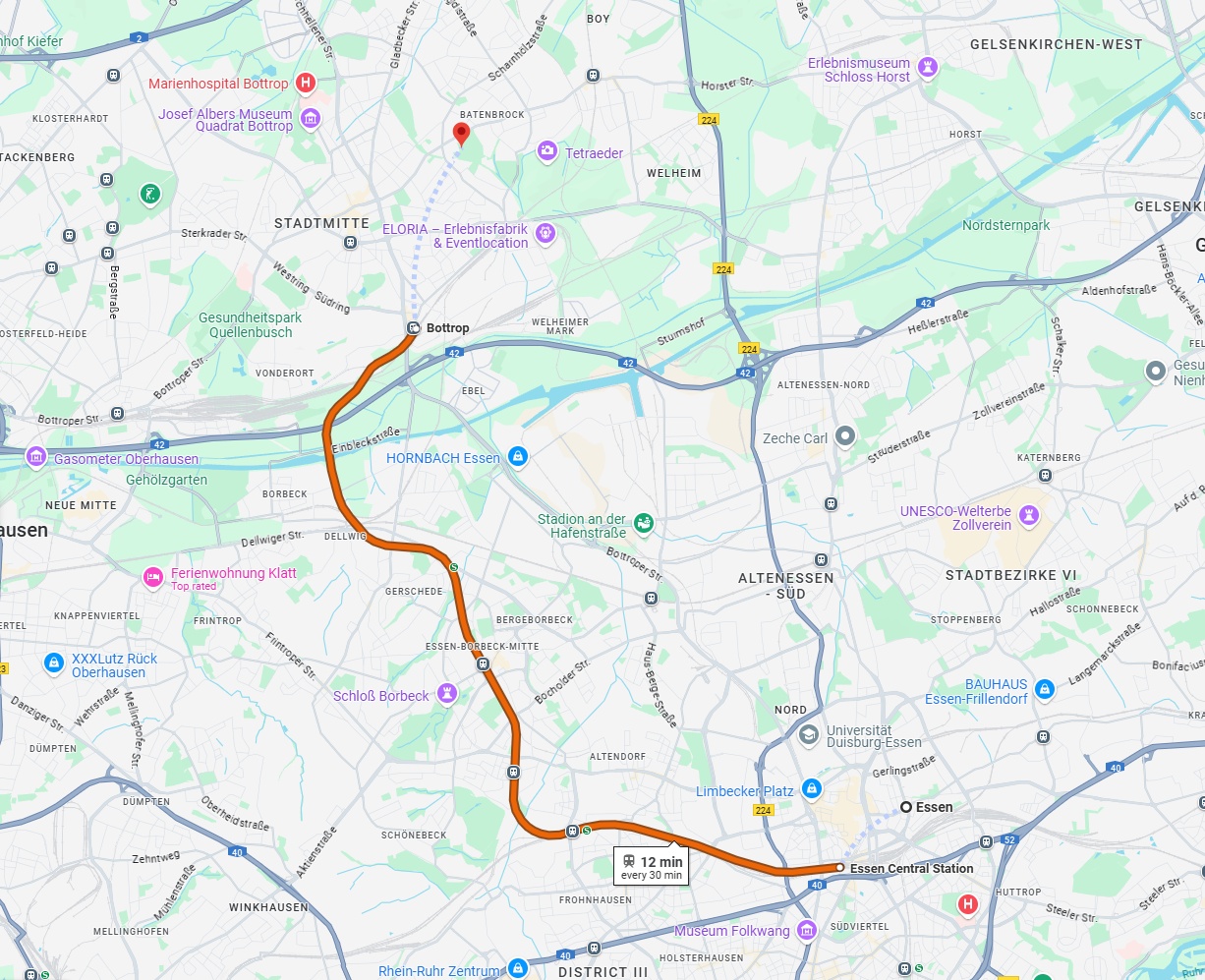 Anreise von Essen Zu Bottrop Über 